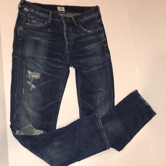 Citizens Of Humanity Corey Slouchy Slim Distressed Blue Denim Jeans | Size 23 - Picture 2 of 11